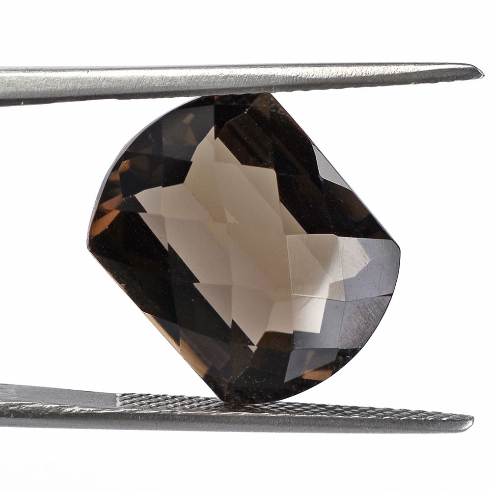 SMOKY QUARTZ CHECKER CUT CUSHION FANCY 16X12MM 9.64 Cts.