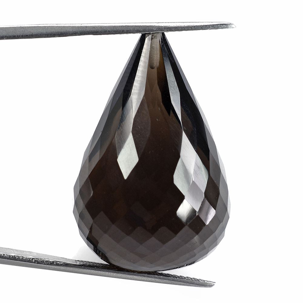 SMOKY QUARTZ FACETED DROP (HALF DRILL) 30X20MM 72.21 Cts.