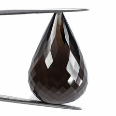 SMOKY QUARTZ FACETED DROP (HALF DRILL) 30X20MM 72.21 Cts.