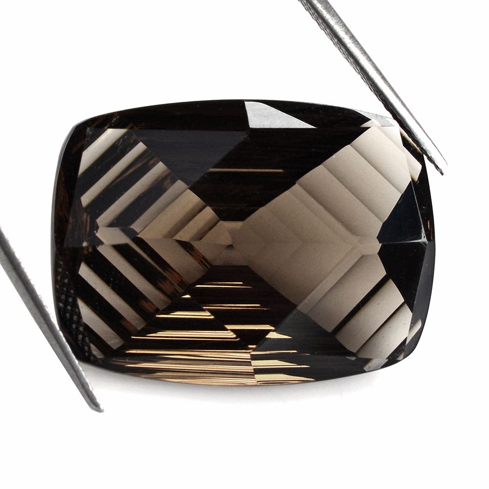 SMOKY QUARTZ FANCY CONCAVE CUSHION 27X20MM 40.35 Cts.