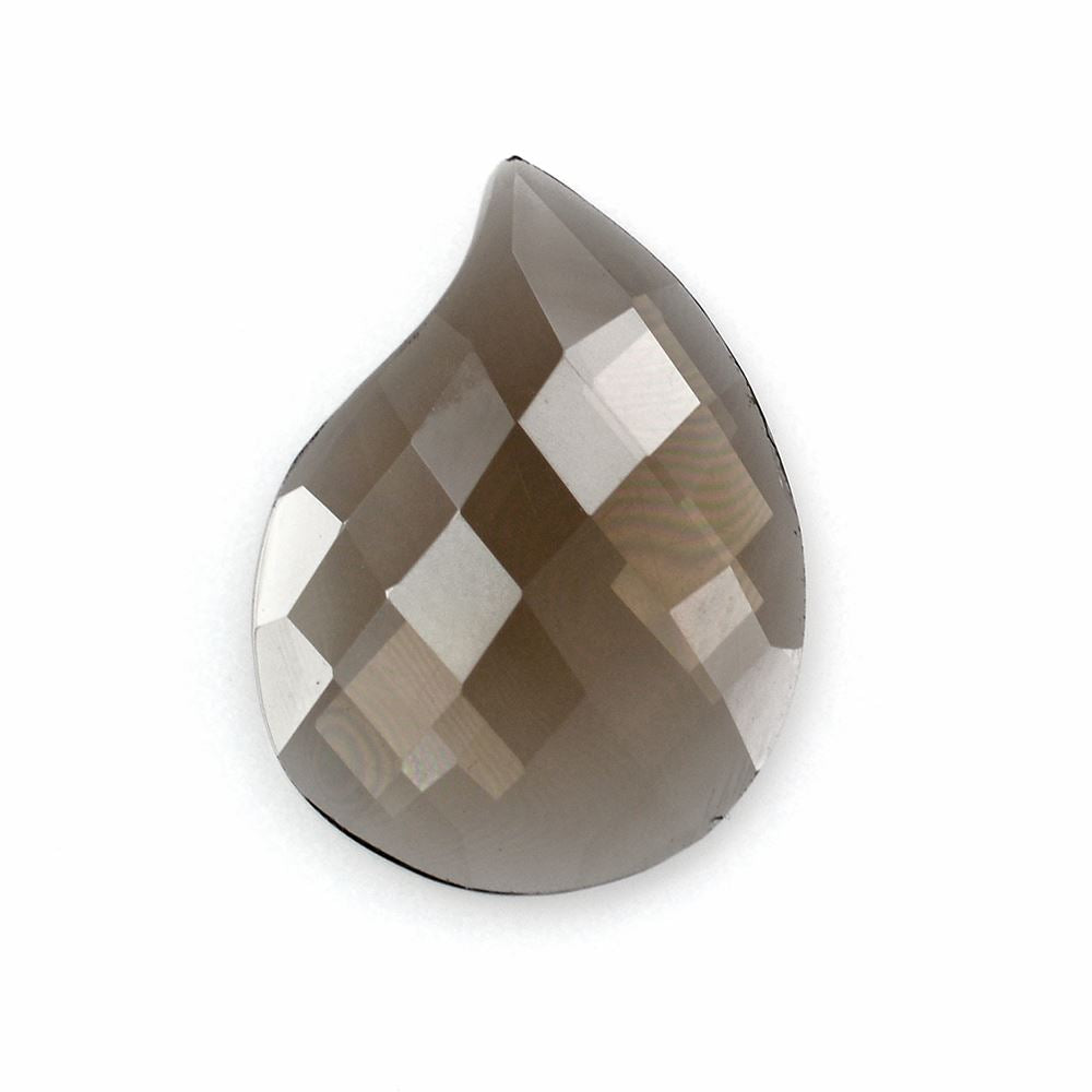 SMOKY QUARTZ FANCY CHECKER PEAR CAB 20X14MM 5.67 Cts.