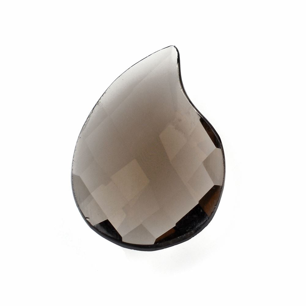 SMOKY QUARTZ FANCY CHECKER PEAR CAB 20X14MM 5.67 Cts.