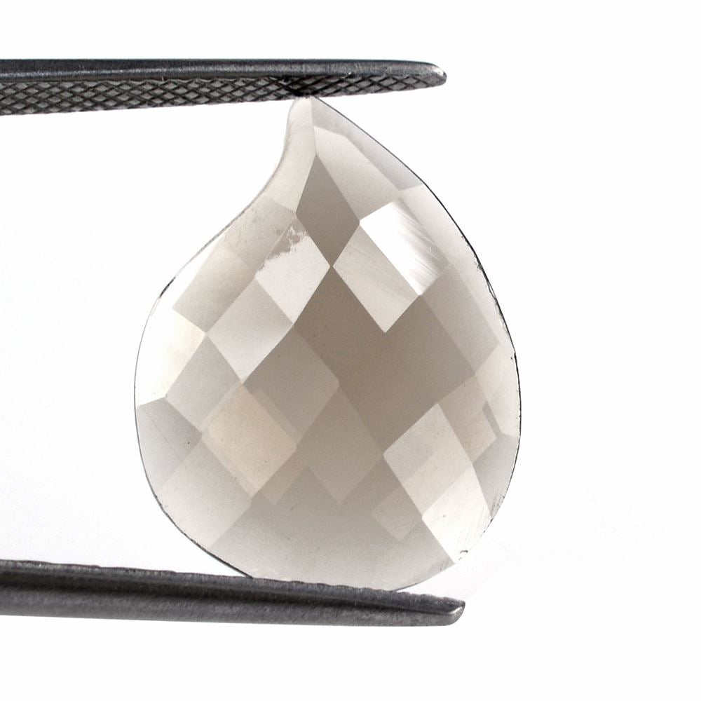 SMOKY QUARTZ FANCY CHECKER PEAR CAB 20X14MM 5.67 Cts.