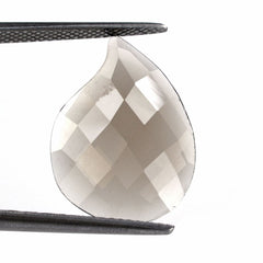 SMOKY QUARTZ FANCY CHECKER PEAR CAB 20X14MM 5.67 Cts.