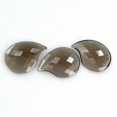 SMOKY QUARTZ FANCY CHECKER PEAR CAB 20X14MM 5.67 Cts.