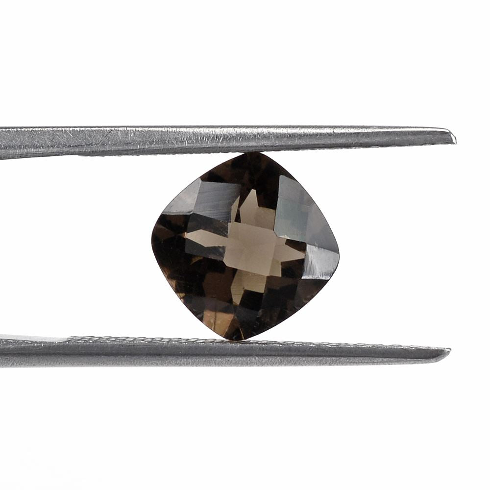 SMOKY QUARTZ CHECKER CUT CUSHION 8MM 1.89 Cts.