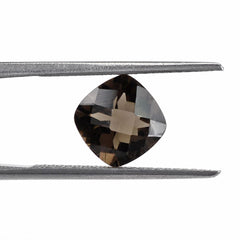 SMOKY QUARTZ CHECKER CUT CUSHION 8MM 1.89 Cts.
