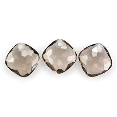 SMOKY QUARTZ HAMMERED CUT CUSHION (FULL DRILL) 14MM 7.33 Cts.
