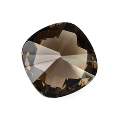 SMOKY QUARTZ CHECKER CUT ON TOP DIAMOND CUT BACK CUSHION 14MM 10.74 Cts.