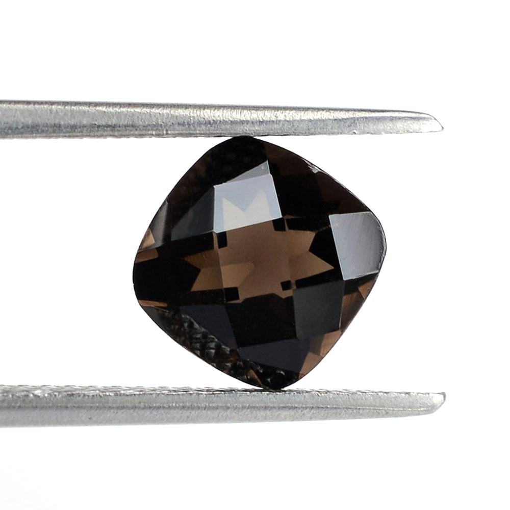 SMOKY QUARTZ CHECKER CUT CUSHION 8MM 1.88 Cts.
