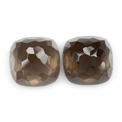 SMOKY QUARTZ IRREGULAR CUT CUSHION CAB 15MM 12.45 Cts.