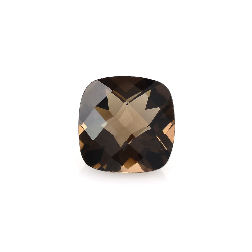 SMOKY QUARTZ CHECKER CUT CUSHION 10MM 3.95 Cts.
