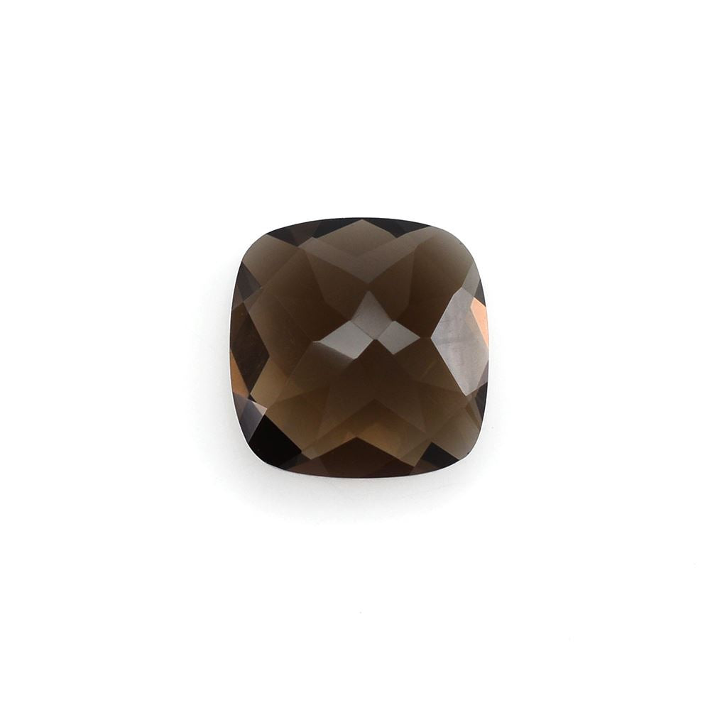 SMOKY QUARTZ CHECKER CUT CUSHION 10MM 3.95 Cts.