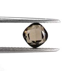 SMOKY QUARTZ TABLE CUT ON TOP CHECKER CUT BACK CUSHION 6MM 1.20 Cts.
