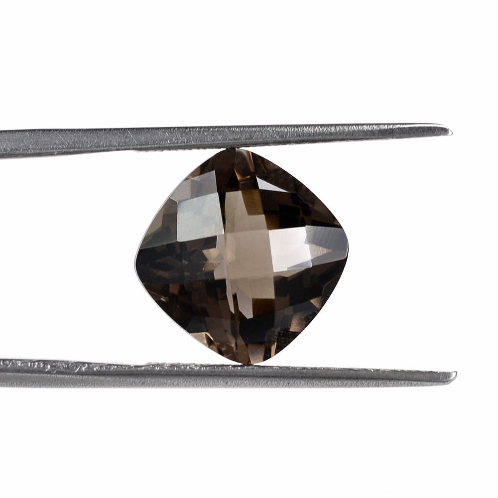 SMOKY QUARTZ CHECKER CUT CUSHION 11MM 4.85 Cts.