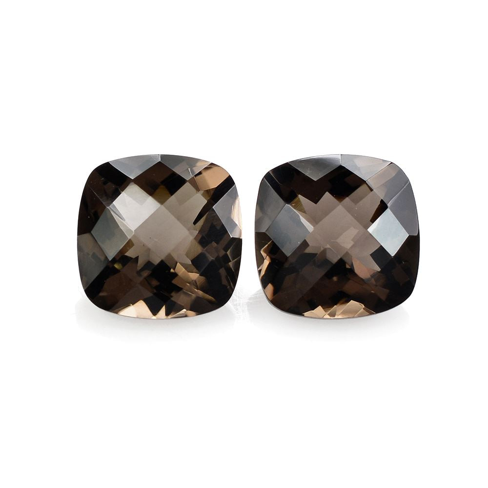 SMOKY QUARTZ CHECKER CUT CUSHION 11MM 4.85 Cts.