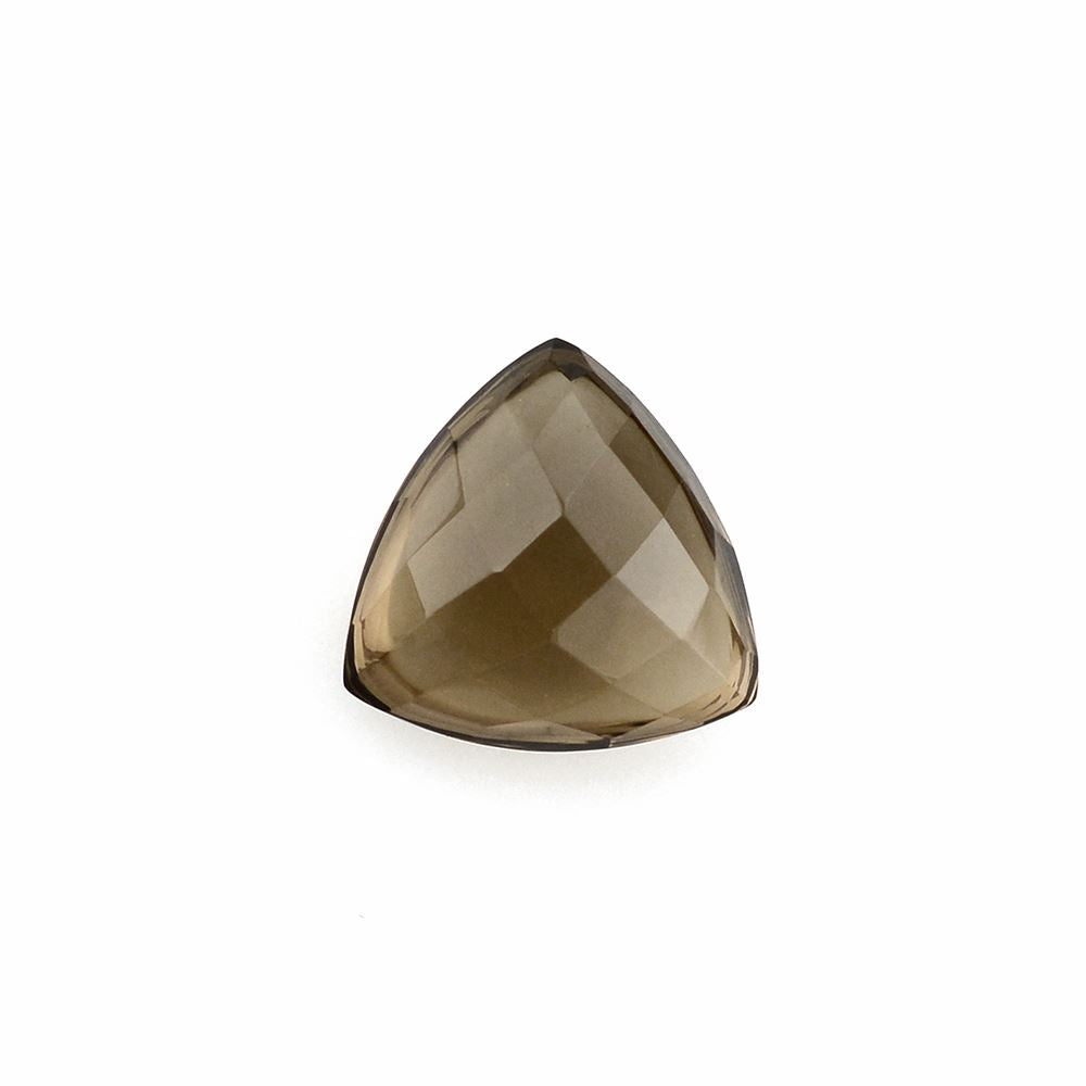 SMOKY QUARTZ BUFFTOP CHECKER CUT BACK TRILLION 10MM 3.38Cts.