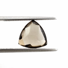 SMOKY QUARTZ BUFFTOP CHECKER CUT BACK TRILLION 10MM 3.38Cts.