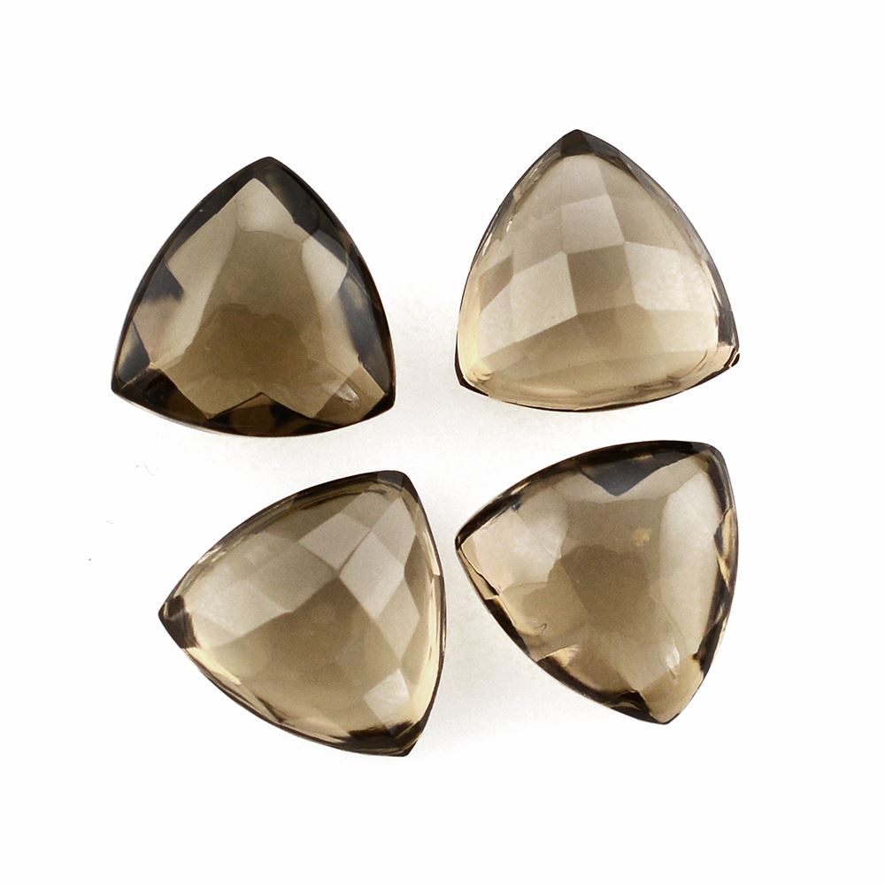 SMOKY QUARTZ BUFFTOP CHECKER CUT BACK TRILLION 10MM 3.38Cts.