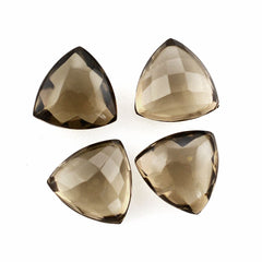 SMOKY QUARTZ BUFFTOP CHECKER CUT BACK TRILLION 10MM 3.38Cts.