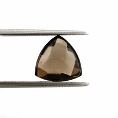 SMOKY QUARTZ BUFFTOP CHECKER CUT BACK TRILLION 10MM 3.38Cts.