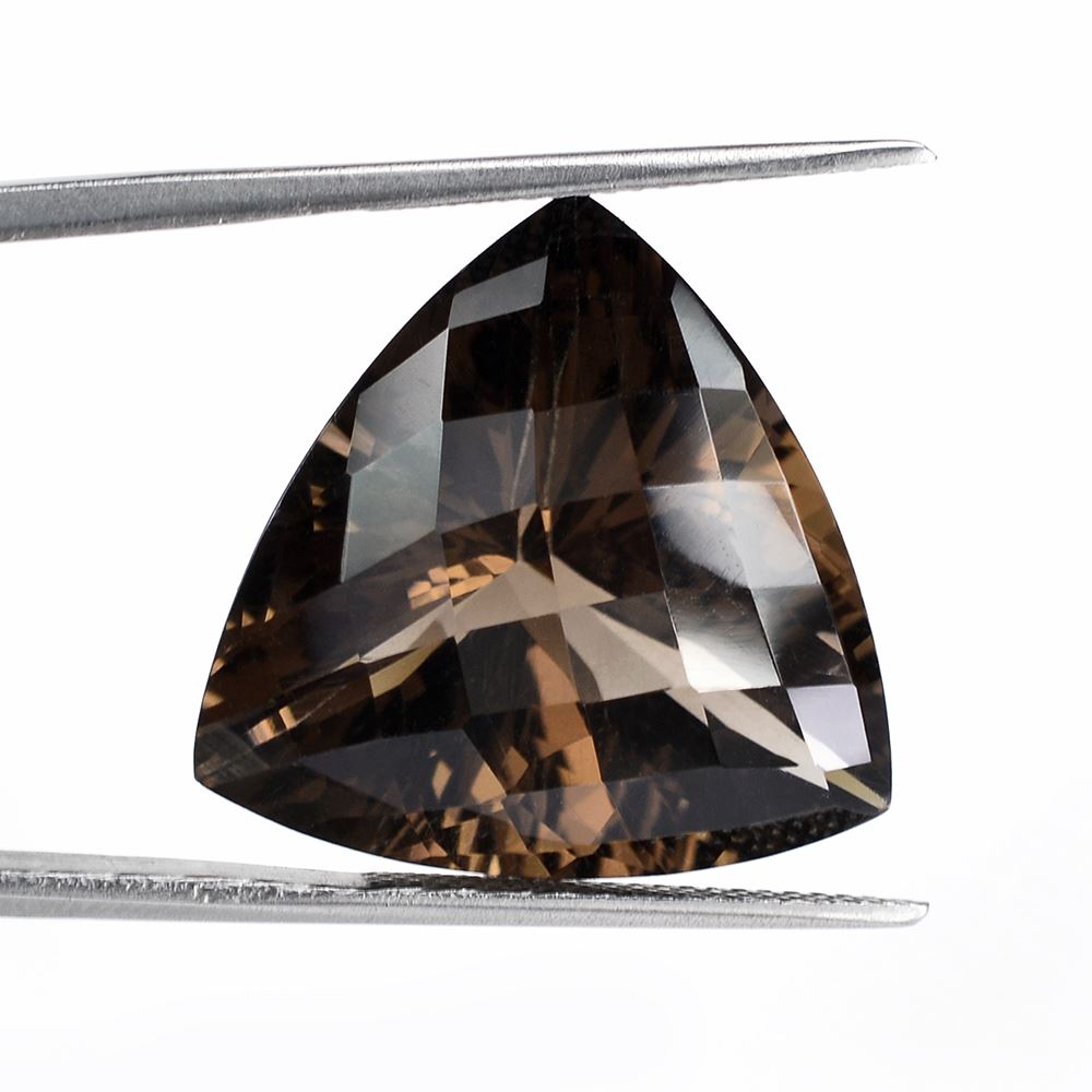 SMOKY QUARTZ CHECKER CUT TRILLION 22MM 25.05Cts.
