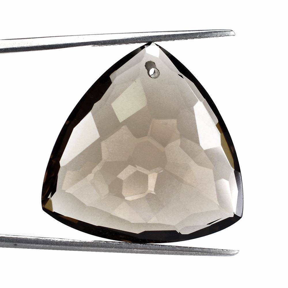 SMOKY QUARTZ HAMMERED CUT BRIOLETTE TRILLION (FULL DRILL) 25MM 30.00 Cts.