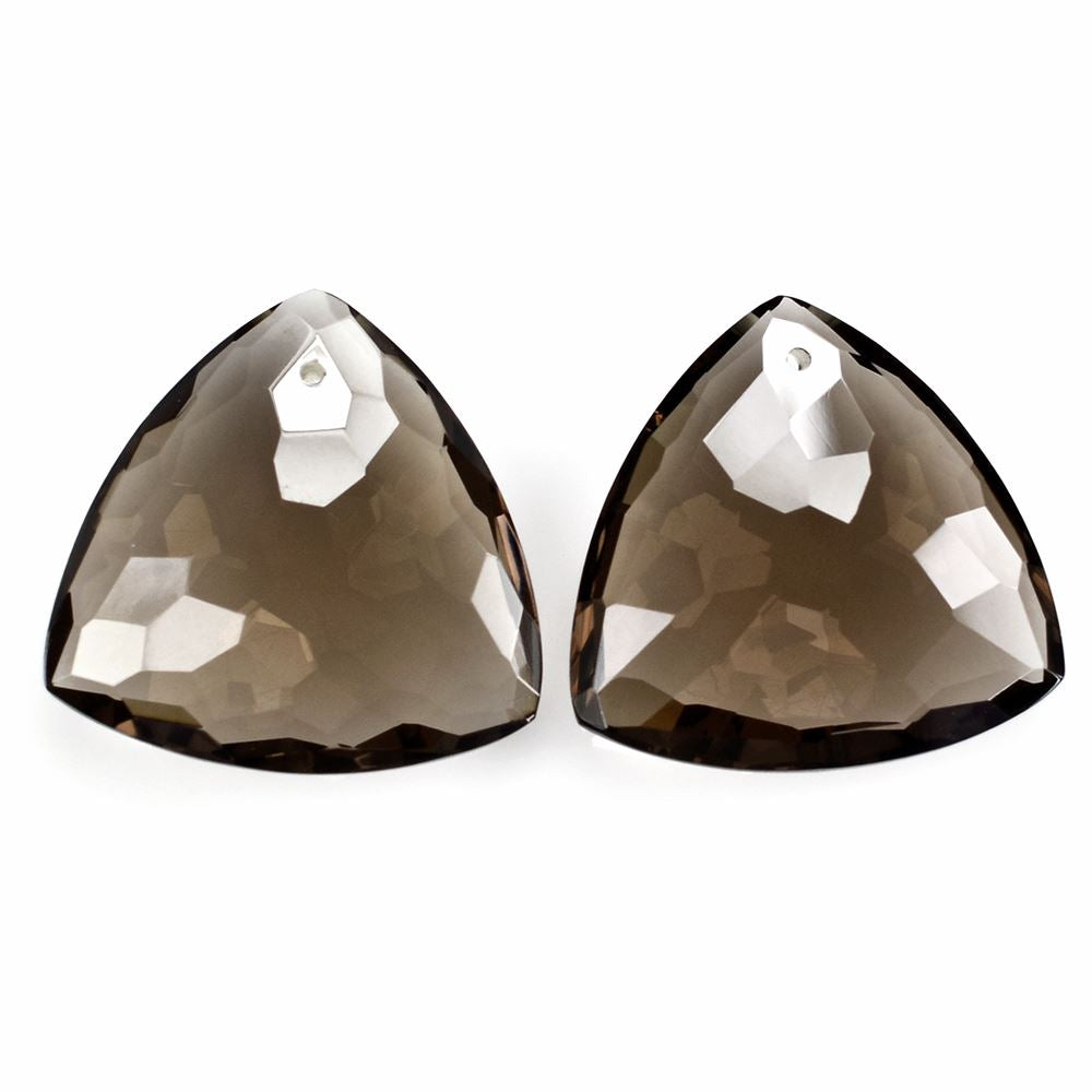 SMOKY QUARTZ HAMMERED CUT BRIOLETTE TRILLION (FULL DRILL) 25MM 30.00 Cts.