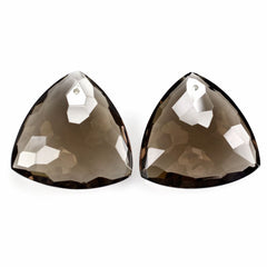 SMOKY QUARTZ HAMMERED CUT BRIOLETTE TRILLION (FULL DRILL) 25MM 30.00 Cts.