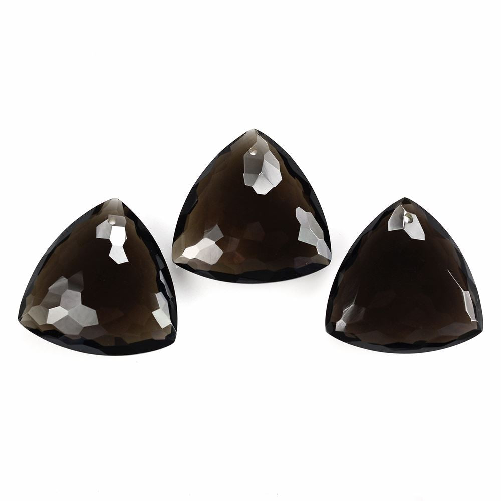 SMOKY QUARTZ HAMMERED CUT BRIOLETTE TRILLION (FULL DRILL) 25MM 30.68Cts.