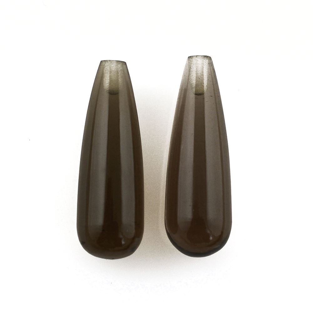 SMOKY QUARTZ PLAIN DROPS (HALF DRILL) 18X6MM 4.60Cts.