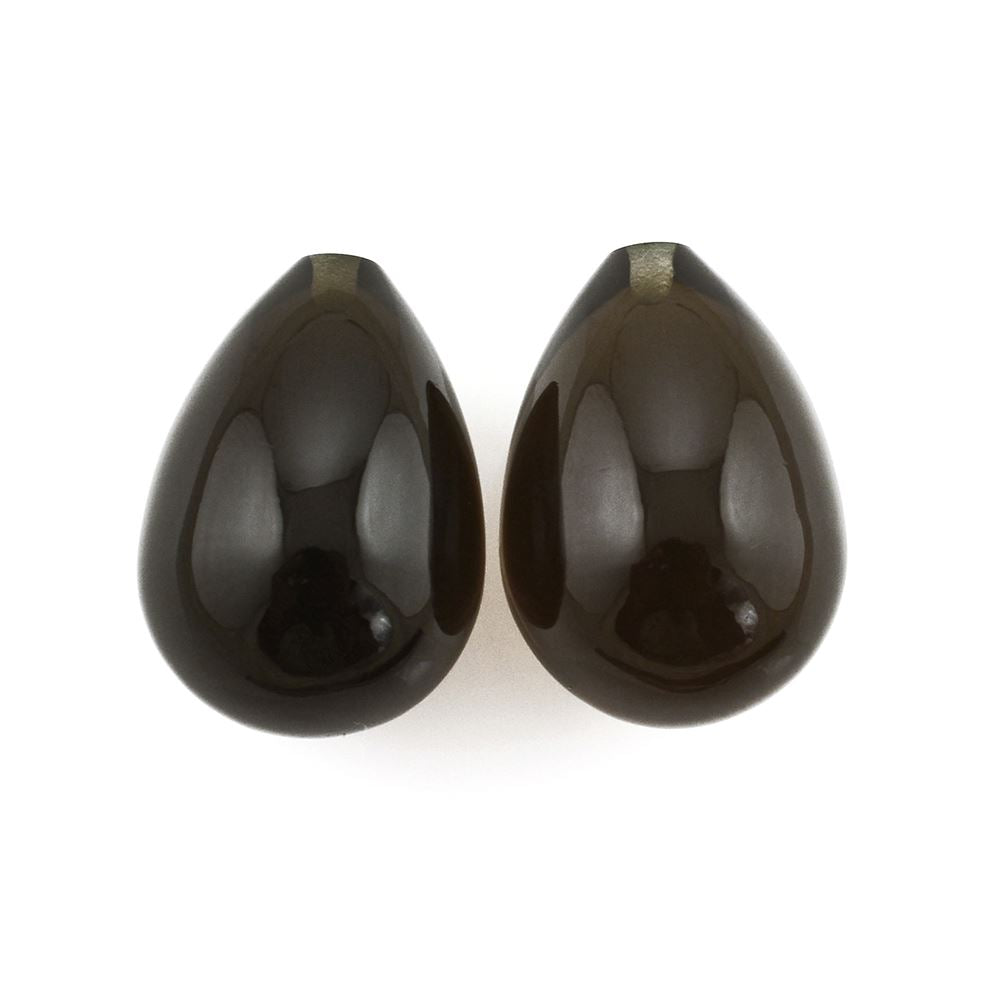 SMOKY QUARTZ PLAIN DROPS (HALF DRILL) 18X13MM 20.04Cts.