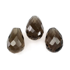 SMOKY QUARTZ FACETED DROPS (HALF DRILL) 7X5MM 1.24Cts.