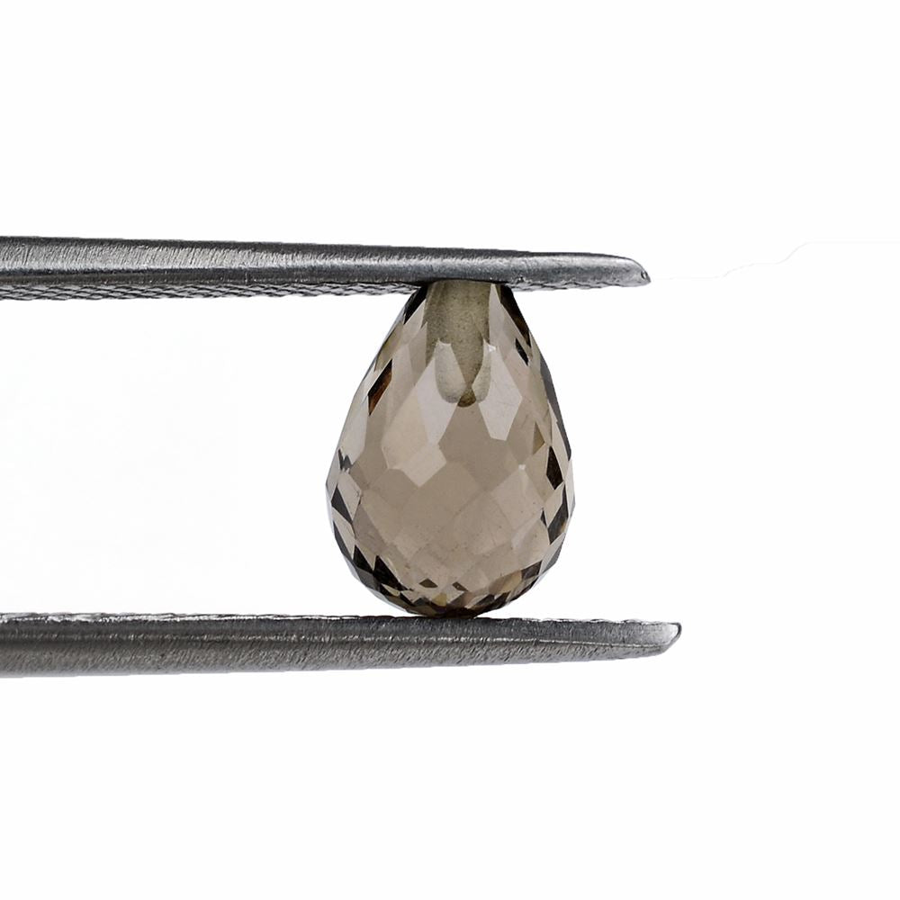 SMOKY QUARTZ FACETED DROPS (HALF DRILL) 8X6MM 2.01Cts.