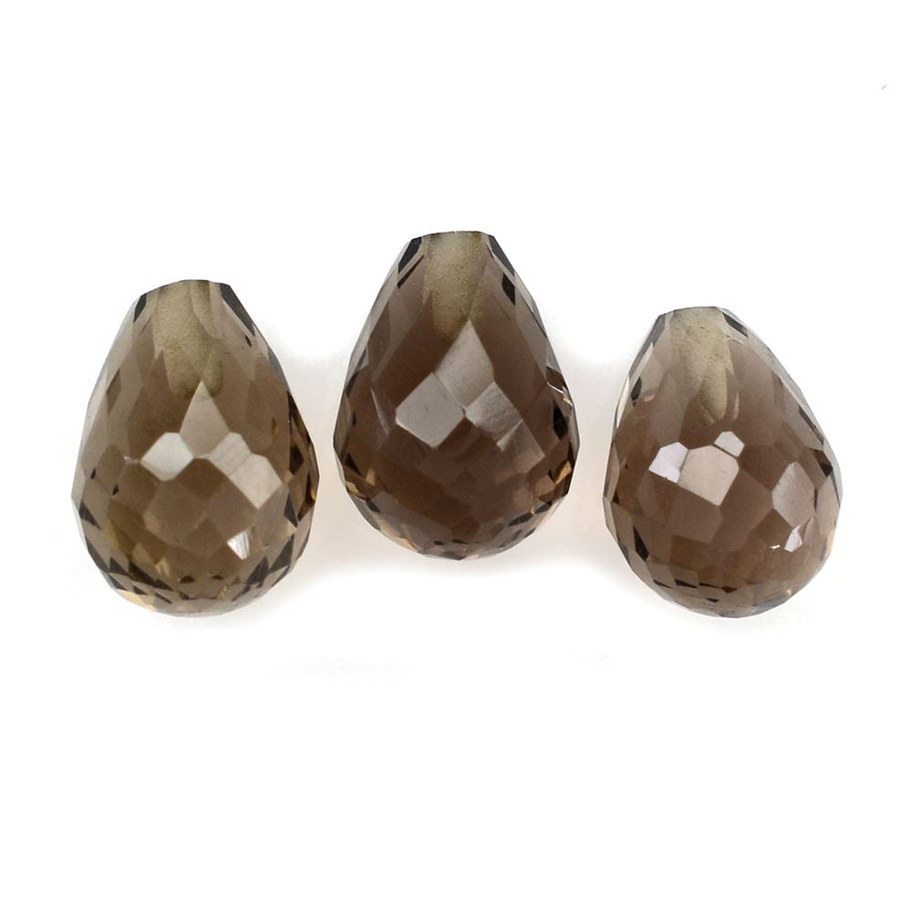 SMOKY QUARTZ FACETED DROPS (HALF DRILL) 8X6MM 2.01Cts.