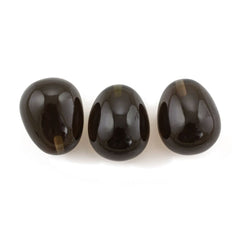 SMOKY QUARTZ PLAIN EGG DROPS (HALF DRILL) 16X13MM 19.42Cts.