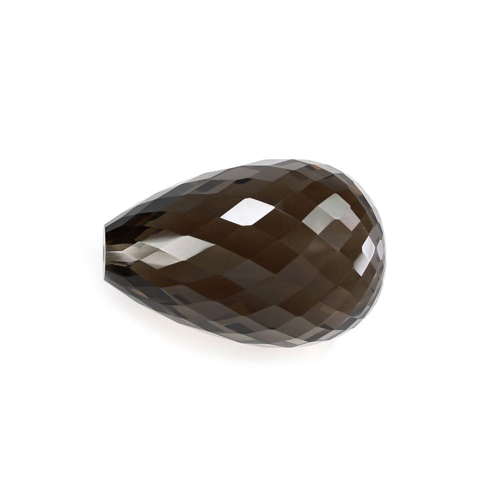 SMOKY QUARTZ FACETED DROPS (HALF DRILL) 24X16MM 42.16Cts.