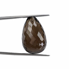 SMOKY QUARTZ FACETED DROPS (HALF DRILL) 24X16MM 42.16Cts.