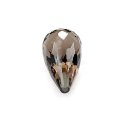 SMOKY QUARTZ FACETED DROPS (HALF DRILL) 14X7MM 4.33Cts.