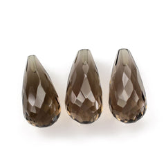 SMOKY QUARTZ FACETED DROPS (HALF DRILL) 14X7MM 4.33Cts.