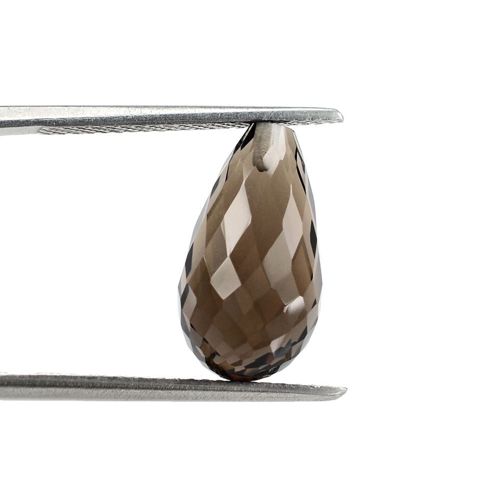 SMOKY QUARTZ FACETED DROPS (HALF DRILL) 15X8MM 6.83Cts.