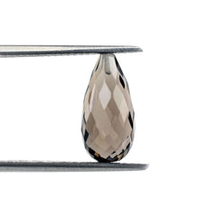 SMOKY QUARTZ FACETED DROPS (HALF DRILL) 14X7MM 4.66Cts.