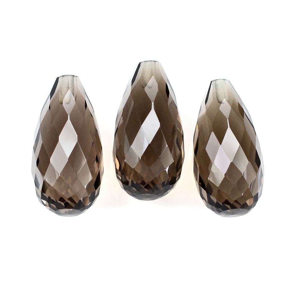 SMOKY QUARTZ FACETED DROPS (HALF DRILL) 14X7MM 4.66Cts.