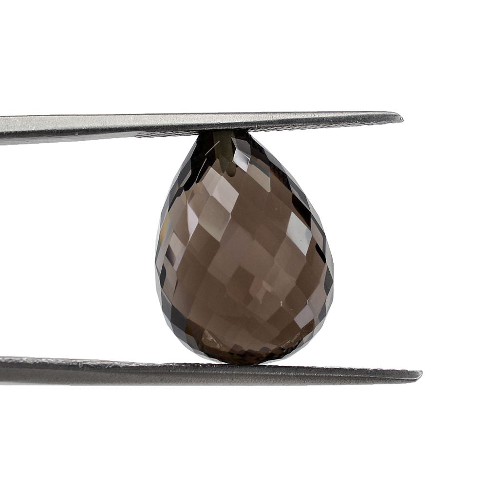 SMOKY QUARTZ FACETED DROPS (HALF DRILL) 16X12MM 15.86Cts.