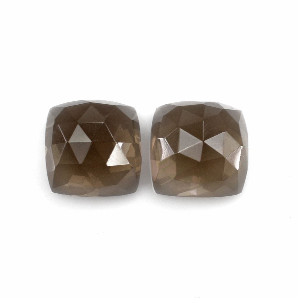 SMOKY QUARTZ ROSE CUT CUSHION CAB 11MM 6.10Cts.