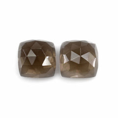 SMOKY QUARTZ ROSE CUT CUSHION CAB 11MM 6.10Cts.