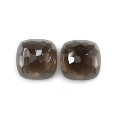 SMOKY QUARTZ IRREGULAR CUT CUSHION CAB 12MM 7.08Cts.