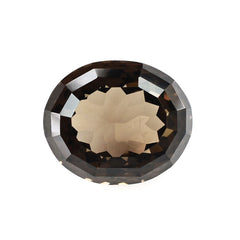 SMOKY QUARTZ STEP CUT ON TOP OVAL 12X10MM 5.90Cts.