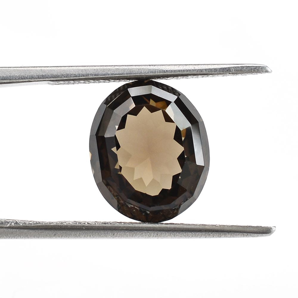 SMOKY QUARTZ STEP CUT ON TOP OVAL 12X10MM 5.90Cts.