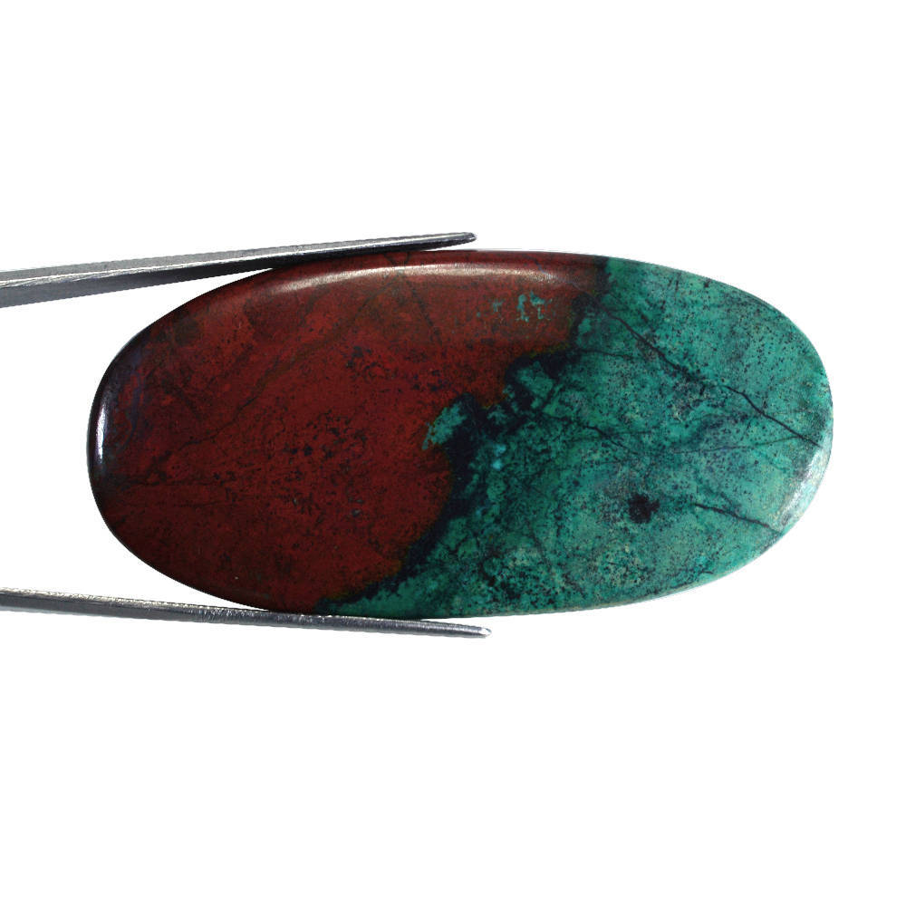 SUNSET CHRYSOCOLLA PLAIN OVAL CAB 65X32MM 119.75 Cts.
